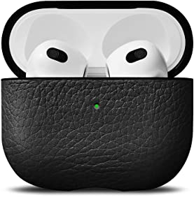 WOOLNUT Leather Case for AirPods 3rd Gen - Cognac Brown Cover | Full-grain Scandinavian Leather Apple AirPods 3rd Generation Case - Compatible with Wireless Charging