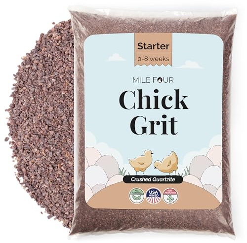 Mile Four Chick Grit (50 lbs) for Baby Chicks Chickens Age 0-8 Weeks, 100% Natural Mineral Chick Grit Quartzite, Poultry Grit Digestive Aid, USA Mined