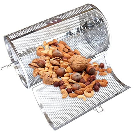Stainless Steel Grill Roller Oven Basket,Round Drum Rotisserie Basket | Electric Oven Grill,Round Rack Cage Heat Resistant 360° Baking Rotator For Dried Nut Coffee Beans BBQ