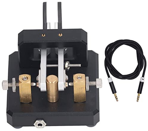 Morse Code Double Paddle Key, Mini Key Morse Finger Morse 3.5mm Interface CW Shortwave Radio Morse Telegraph Key (Black)