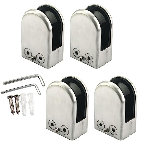 Zerniple Morsetto per vetro in acciaio inox, 16-17 mm, regolabili, 4 pezzi, Silver