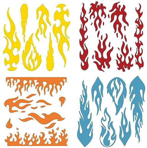 GORGECRAFT 4 Stile Flammen-Reflektierender Aufkleber Vinyl Rennsport Flammenstreifen-Aufkleber Wasserdicht Reflektierend Autoaufkleber Für Golfwagen Geländefahrzeuge Motorräder Fahrräder Skateboards