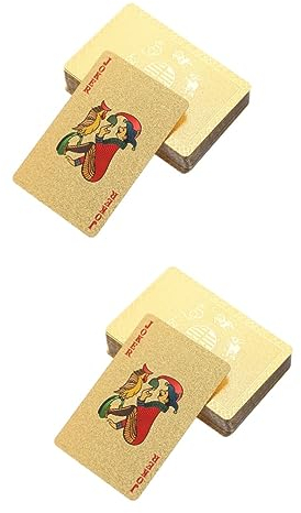 Toyvian 2 Stück 1 Kartenspielen Rollenspiel Canasta-Karten Brettspielkarten Partytischdekoration Golddeck Von Tisch Spielen Plastik Spielen Kartenspiel Masse Verdicken Spielzeug PVC