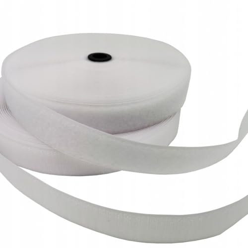 Klettverschluss Klettband Haken Flausch zum Aufnähen Nähen Hakenband + Flauschband hohe Verschlusskraft (Länge 2m, Weiß 50 mm)