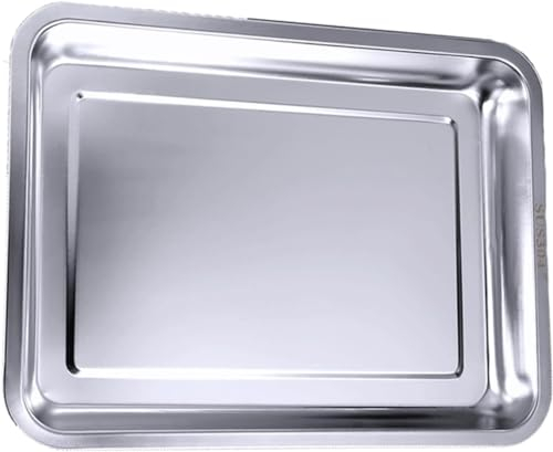 JUGALIADC Food Trays For Serving Party Rectangular Stainless Steel Food Tray Decorative Mirror Cutlery Tray Party Tableware Tray