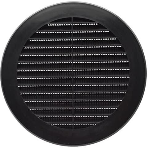 H&C VENT Griglia di ventilazione Ø 100 mm PVC nero – HVAC scarico copertura di ventilazione con protezione insetti – elemento di alimentazione aria rotondo in plastica