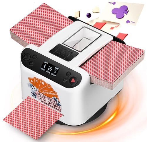 Proshine 2 in 1 Kartenhändler und Shuffle für 12 Spieler + 4 Fernbedienungs-Kartenhändler mit Texas Holdem & Bridge Modell, automatischer Kartenmischer und Dealer für Blackjack Poker Typ-C