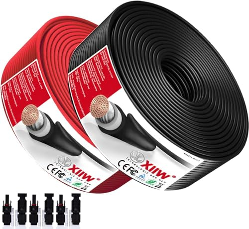 2PACK Rot+Schwarz 25+25m | 4mm² 12AWG max 1800V Verlängerungskabel | inkl.Solarstecker Halogenfrei IP67 Doppelt Isolierter Qualitätsdraht Solarkabel PV-Kabel für Solarpanel Wechselrichter Laderegler