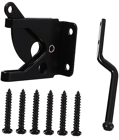 jojofuny Gravity Lever Gate Latch Self Locking for Wood Fence Gate Iron Bolt Lock Hardware Accessories for Sliding Bolt Lock Installation