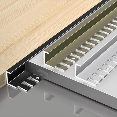 Treppenkantenprofil Fliesenschiene 135CM*2 Stück In L-Form Aus Aluminiumlegierung Metallprofil Für Laminat Mit Einer Einfasshöhe Von 8.5-18.5mm(Champagne,H:15.5MM)