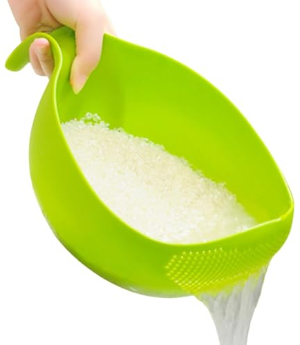Generic Cuenco y colador para lavar arroz, Cuenco para lavar arroz | Lavadora escurridora de arroz con filtro lateral de seguridad con base inclinada - Cesta de verduras multifuncional, colador de