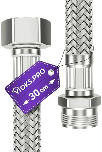 Viоks.pro Trinkwasserschlauch 1/2 Zoll (19,3mm) AG x ÜM 30 cm & Schlauch Wasserhahn Anschlussschlauch Armaturenschlauch Verlängerung für Wasseranschluss in Küche und Bad