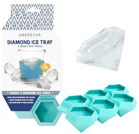Diamond Ice Mould/Silicone Reusable Easy Release Diamond Ice Tray / 6 Ice Diamonds/Novelty Ice for Cocktails, Drinks