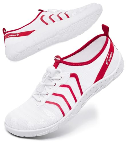 Steppli Aqua Swimming Water Shoes Beach Swim Pool Weitsuit Non Slip Lightweight Shoes for Men Women White EU39=UK6.5
