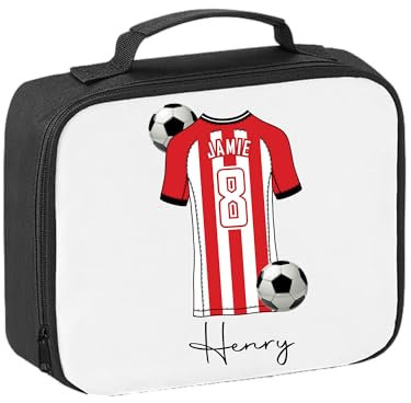 Pickhut Personalised Football Team Shirt & Jersey Kit Lunch Bag Back to School Gift for Kids, Customised with Name/Number/Text Boys Lunch Box (D21)