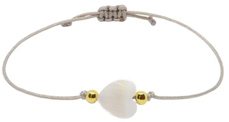 Selfmade Jewelry Perlmutt Herz Armband, Muschelherz, Geburtstagsgeschenk für Frauen, Geschenke für Freundin, Inkl. Geschenkverpackung - Handmade in Germany (Herz 10mm)