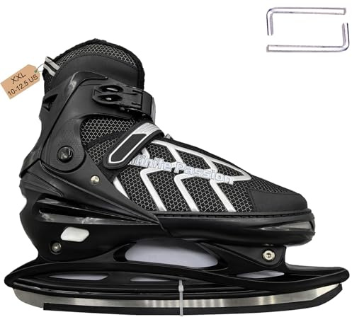 PJIRBZGG Patines de hielo para hombre, talla XXL (10-12.5 de EE. UU.), patines de hielo ajustables para adultos y jóvenes, patines de hockey sobre hielo cálidos y transpirables con sistema de cordones