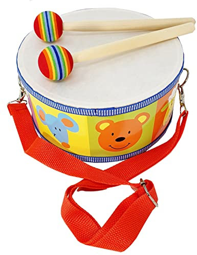 ROCKSTAR MUSIC - Caja Tambor de Madera y Parche Símil Piel TGC 3722 Diametro 20cm Incluye Correa y Mazas, Instrumento Musical de Percusión