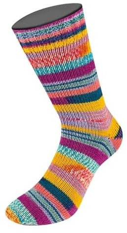 MEILENWEIT 8-fach 150g Print 9956 - Dunkelfuchsia/Lila/Dunkelpetrol/Jade/Lachsrot/Gelb