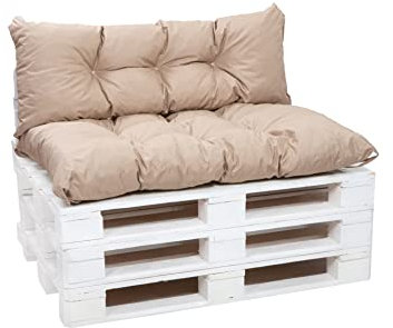 Setgarden® Palettenkissen-Set, Kissen für Gartenmöbel aus Paletten, Outdoor Rücken und Sitzkissen, Gartensitzkissen viele Farben und Größen (Beige, Set 120x60 sitzkissen + 120x50 rückenkissen)