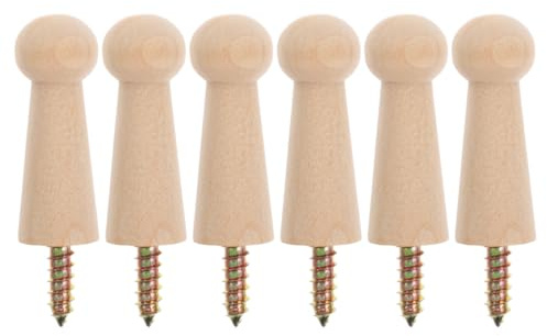 MAGICLULU Wandhaken Aus Massivholz 6Er Set Holz Haken Zum Aufhängen Von Mänteln Handtüchern Und Taschen Dekorative Kleiderhaken Für Flur Küche Oder Badezimmer