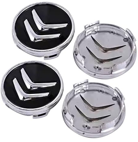 4 Pièces 60mm Cache Moyeu pour Citroen C3 Picasso 2009-2016, Cache Moyeu Seat avec Une Finition polie Les Cache moyeu Ont Une Surface Lisse et Brillante,Black