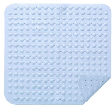 Tappetino Da Doccia Antiscivolo, 48 x 48 cm, Tappetino Vasca Antiscivolo, Quadrato Docciacon Ventose Antiscivolo, Lavabile in Lavatrice Tappetino Vasca Antiscivolo, Azzurro