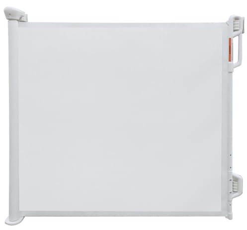 Puerta de seguridad para bebé retráctil/puerta de red para perros, adecuada para uso en interiores y exteriores, se extiende hasta 55 de ancho, gris (White, Le Standard)