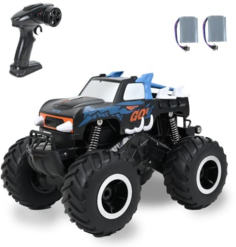 Ulikey Macchina Telecomandata, Auto Telecomandata 4WD con 3 Batterie, 2,4 GHz Monster Truck Telecomandato, Rotazione a 360°Auto Radiocomandata, Giochi Esterno Regalo, per Bambini e Adulti (Blu)