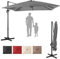 RELAX4LIFE Ombrellone da Giardino Quadrato 3x3M, Ombrellone da Esterno Pieghevole con 8 Stecche e Manovella, Rotazione a 360°, Base a Croce, Ideale per Balcone, Giardino e Patio (Grigio)