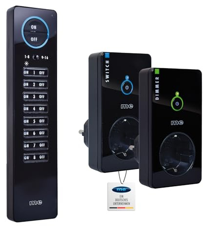 m-e CUVEO Starterset 3 schwarz mit 1x Fernbedienung + 2X Steckdosen-Empfänger (Schalter & Dimmer - Starterset-3-S)