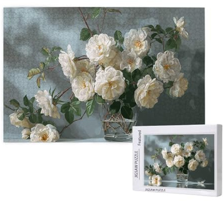 Puzzle 3000 Teile Blume Holzpuzzle Erwachsene mit Geschenkbox als Geschenke für Frauen, Panorama Puzzle Weiß Klassische Jigsaw Puzzles,Geschicklichkeitsspiel für Die Ganze Familie, 81x122 cm,p602t