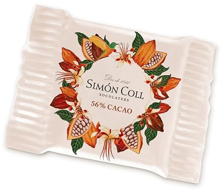 Simón Coll Xocolaters Mini-Napolitana Schokolade, 56% Cacao, 3g pro Stück, 400 Stück im Tassen-Display