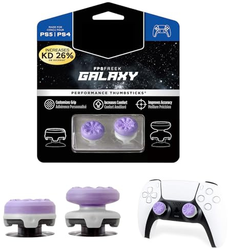 FPS - levette viola per PS4 e PS5, 2 levette FPS Freek Galaxy, 1 alto e 1 a vita media per una maggiore precisione, comfort e presa per giocatori seri