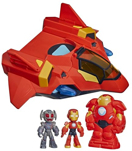 Marvel's Iron Man and his Awesome Friends series on Disney Jr., Giant-Sized Armor Iron Jet, 3 inch Action Figures with Toy Vehicles and Armor Costume, Superhero Toys, from 3 years old
