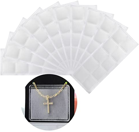 RUINBNC 100 Stück Halsketten Karten Ketten Taschen Transparente Hülse Klebe-Display-Taschen Schmuck Verpackung Zubehör Beutel