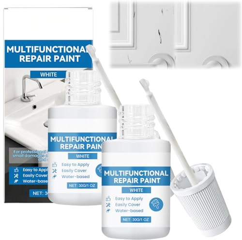 OliveBreeze 2 Stück Emaille Reparaturlack Weiß - Email Lackstift Sanitärlack Flüssig Fix, Emaill Lackstift Sanitär Weiß, Reparaturset für Badewanne & Waschbecken optische Abdeckung