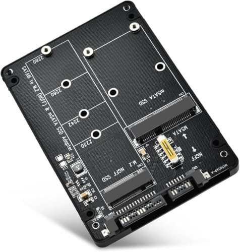 ELUTENG 2,5 SATA Adapter für M.2 NGFF/MSATA SSD mit Gehäuse 2 in 1 Konverter SATA III 6Gbps Werkzeuglos für Laptop, PC, Desktop (inkl. 3 Schrauben)