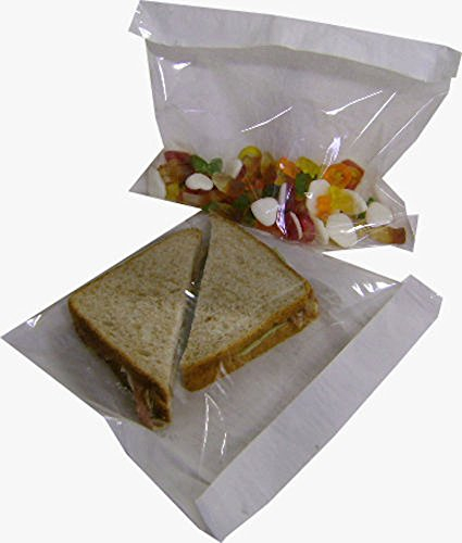 1000 8.5 x 8.5 Film Front Bags White Paper Clear Cellophane Sandwich/Cake/Photo Display (8.5 x 8.5)