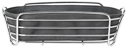 blomus - 63769 - DELARA - Brotkorb Oval aus verchromtem Stahl, Magnet, Baumwoll-Stofftasche, trendiges & modernes Design, vielseitig nutzbar, hochwertige Verarbeitung, 14L x 32B x 9H cm