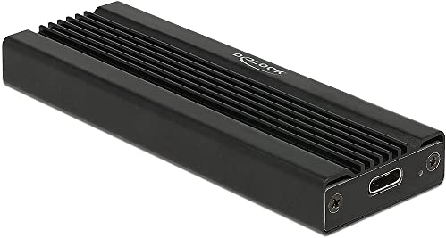 DeLock Externes Gehäuse USB 3.1 für M.2 NVMe, 2280, 2260, 2242 und 2230, PCIe SSD, USB 10 Gbps, USB Type-C, 42600, schwarz