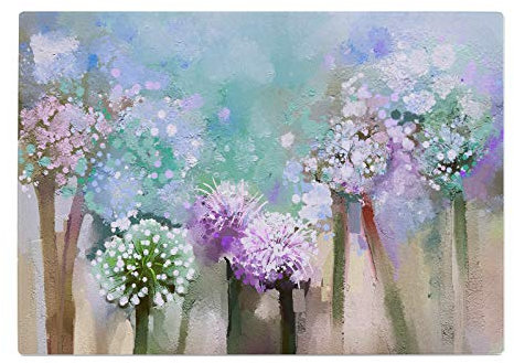 Green Purple Blue Floral Kitchen Worktop Protector Saver Glass Chopping Board