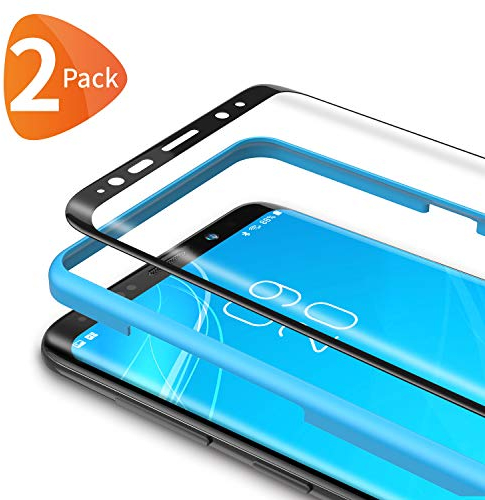 Bewahly Schutzfolie für Samsung Galaxy S9 [2 Stück], Ultra Dünn Panzerfolie HD Displayschutzfolie 9H Härte Glas Folie Curved Full Screen mit Positionierhilfe für Samsung Galaxy S9 - Schwarz