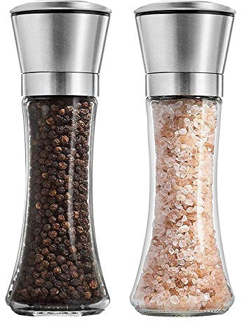 Salt and Pepper Grinder - Premium Stainless Steel Salt and Pepper Mill with Adjustable Coarseness - Salt Grinder and Pepper Shaker Mill Set of 2