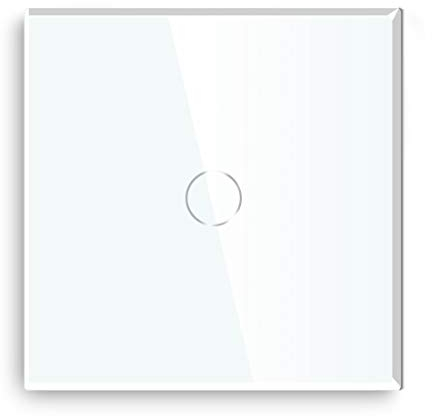 BSEED Dimmer Schalter 300W Berühren Sie den Wandlichtschalter Ausgeglichenes Glas Platten Funktioniert mit Dimmbaren LED-Lichtern 1 Fach 2 Weg Weiß