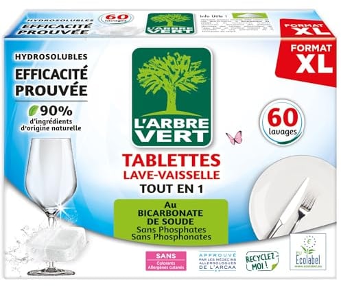 L'arbre vert Tablettes Lave-Vaisselle Hydrosolubles, 60 doses (lot de 1)