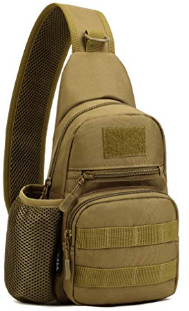 Yakmoo Taktische Brusttasche Militarische Schultertasche mit Wasserflaschenhalter Chest Sling Pack Molle System Crossbody Bag wasserdichte Umhängetasche Single Strap Rucksack für Outdoors