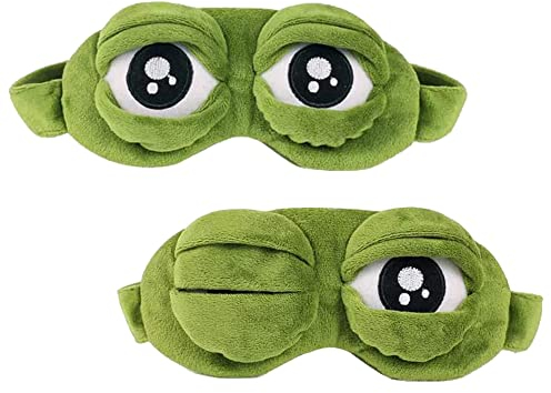 DXIA 2 Stücke Schlafmasken, Schlafmaske Augenbinde, Kreative Cartoon Frosch Augenmaske, Lustige Kreative Augenmaske Nachtmaske, Frosch Maske Schlafen Reisen für Kinder und Erwachsene