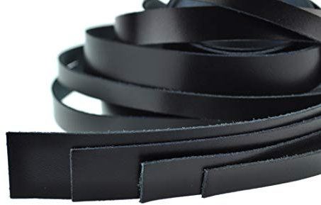 esnado Lederband Flach/Lederstreifen/Lederriemen Dicke: ca. 1,8 mm (Breite: 10 mm, Schwarz)