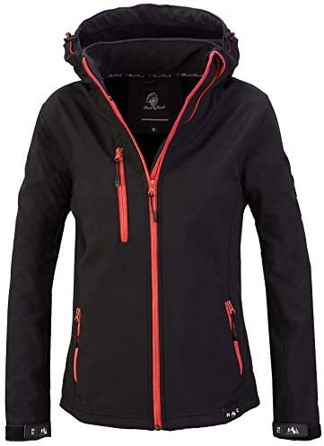 Rock Creek Damen Softshell Jacke Windbreaker Regenjacke Übergangsjacke Softshelljacke Damenjacke Regenmantel Outdoorjacke D-412 Schwarz-Rot L